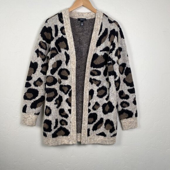 AQUA‎ Leopard Print Open Front Cardigan Sweater $88 EXCLUSIVE TO BLOOMINGDALES - Picture 1 of 7